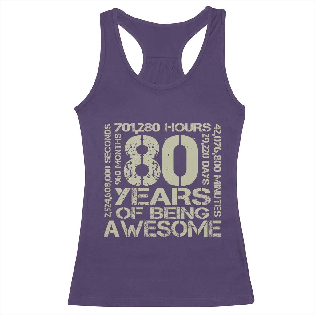 80th Milestone Birthday Racerback Tank Top 80 Years Of Being Awesome