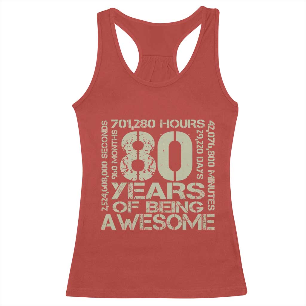 80th Milestone Birthday Racerback Tank Top 80 Years Of Being Awesome