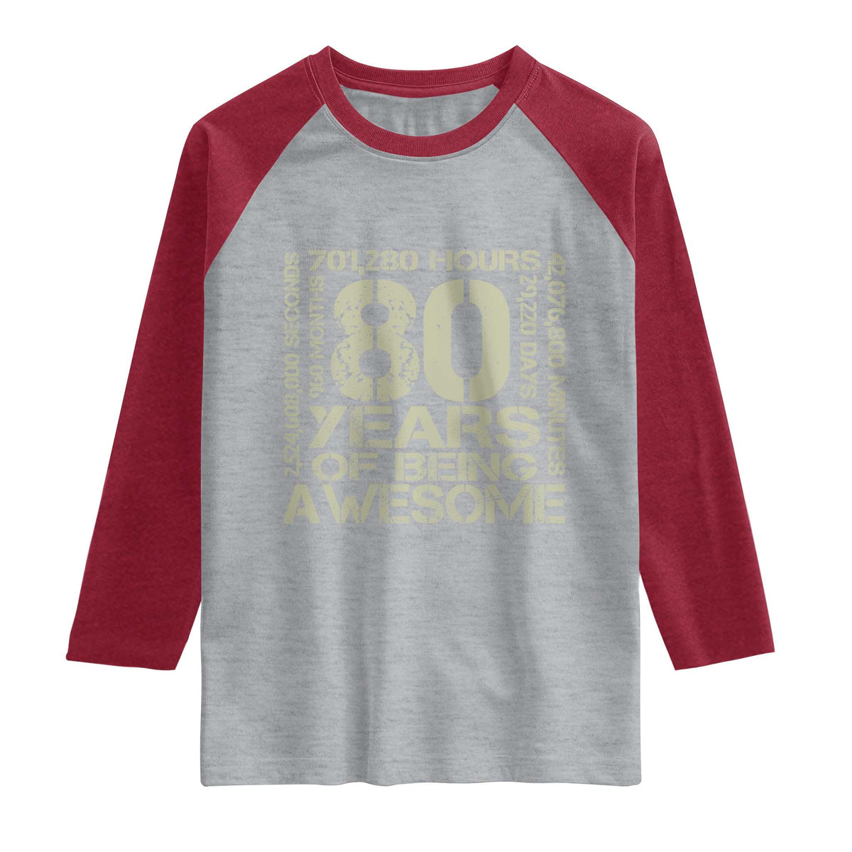 80th Milestone Birthday Raglan Shirt 80 Years Of Being Awesome