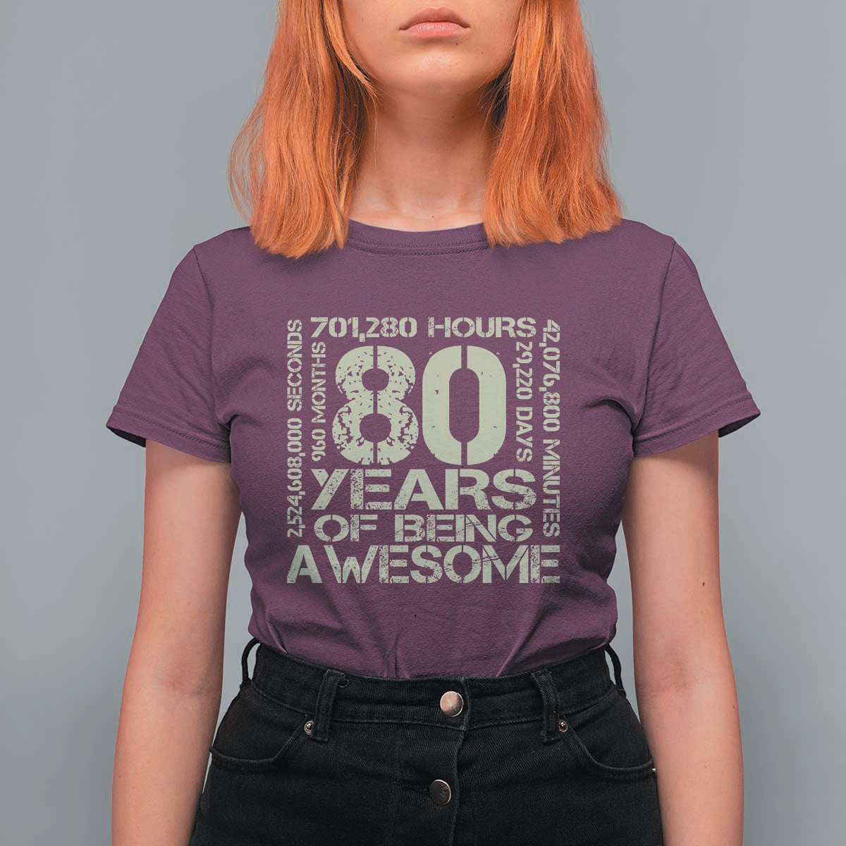 80th Milestone Birthday T Shirt For Women 80 Years Of Being Awesome