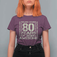 80th Milestone Birthday T Shirt For Women 80 Years Of Being Awesome