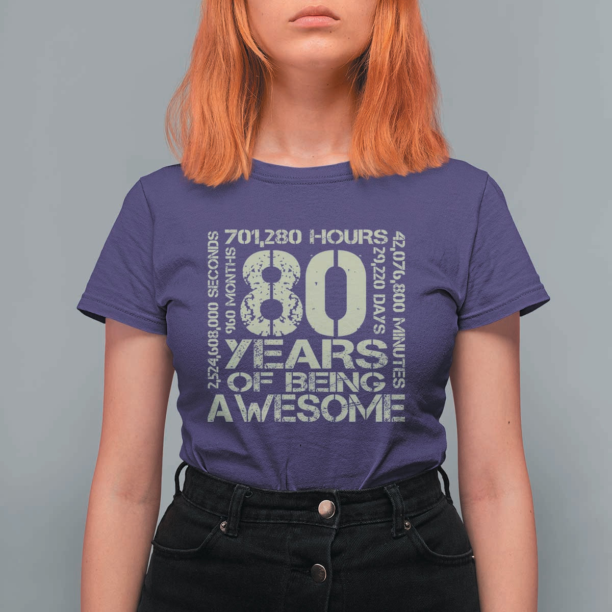 80th Milestone Birthday T Shirt For Women 80 Years Of Being Awesome