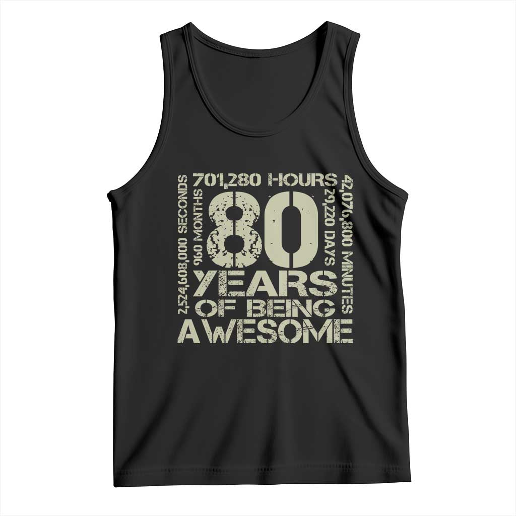 80th Milestone Birthday Tank Top 80 Years Of Being Awesome