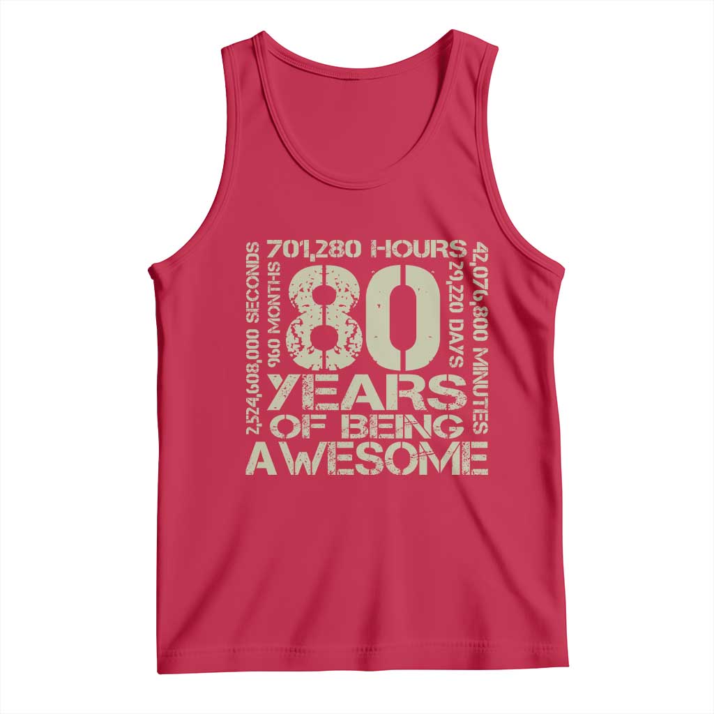 80th Milestone Birthday Tank Top 80 Years Of Being Awesome