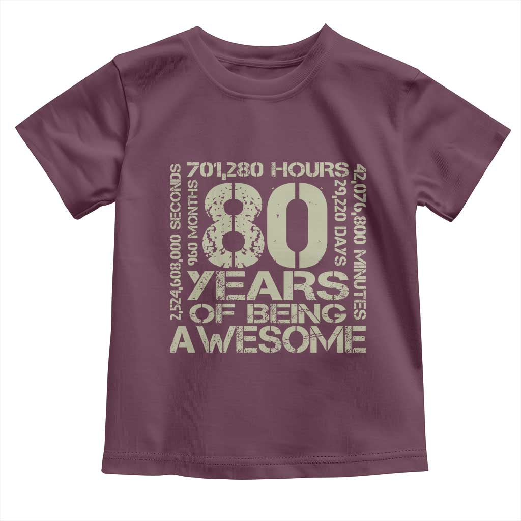 80th Milestone Birthday Toddler T Shirt 80 Years Of Being Awesome