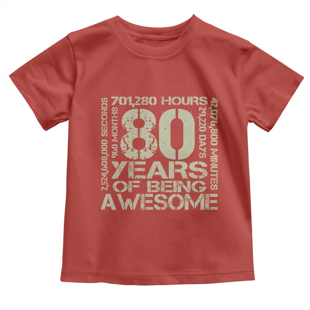 80th Milestone Birthday Toddler T Shirt 80 Years Of Being Awesome