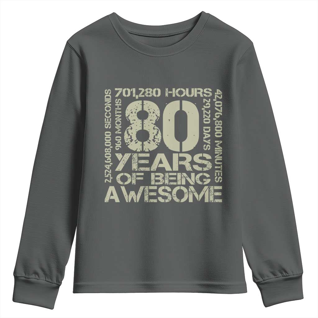 80th Milestone Birthday Youth Sweatshirt 80 Years Of Being Awesome