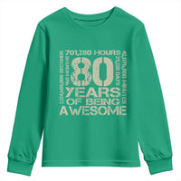 80th Milestone Birthday Youth Sweatshirt 80 Years Of Being Awesome