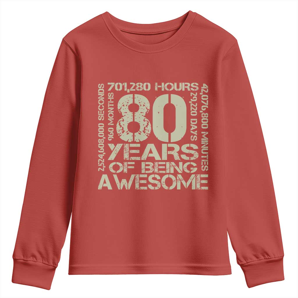 80th Milestone Birthday Youth Sweatshirt 80 Years Of Being Awesome