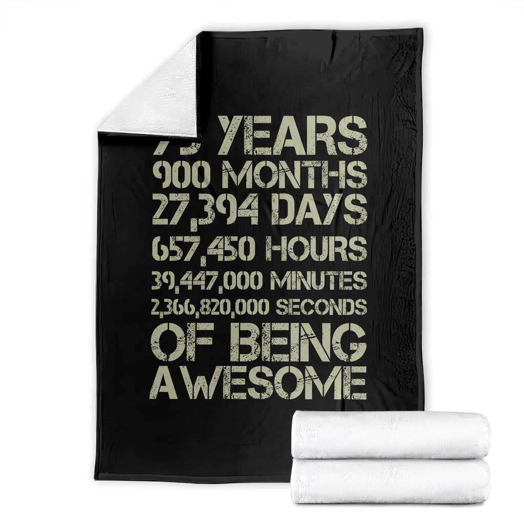 Vintage 75th Milestone Birthday Throw Blanket 75 Years Of Being Awesome