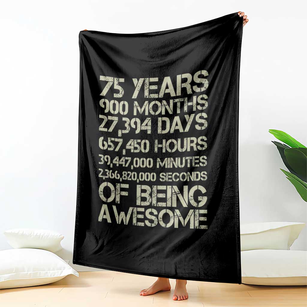 Vintage 75th Milestone Birthday Throw Blanket 75 Years Of Being Awesome