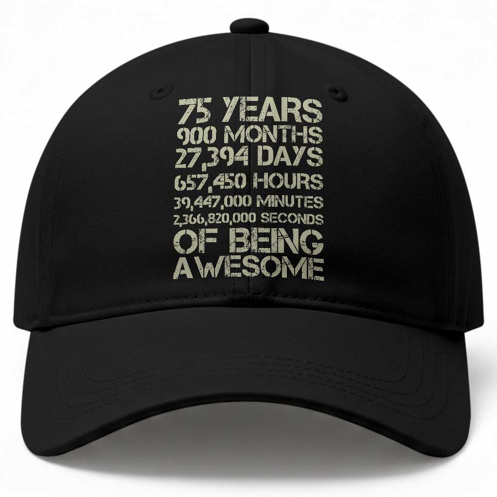 Vintage 75th Milestone Birthday Baseball Cap 75 Years Of Being Awesome