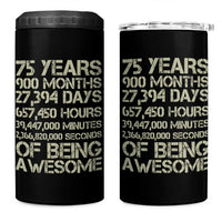 Vintage 75th Milestone Birthday 4 in 1 Can Cooler Tumbler 75 Years Of Being Awesome