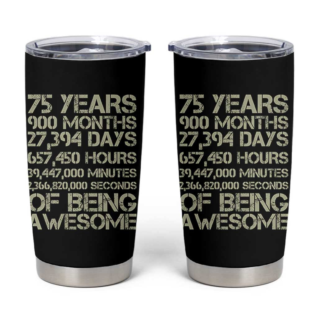 Vintage 75th Milestone Birthday Tumbler Cup 75 Years Of Being Awesome