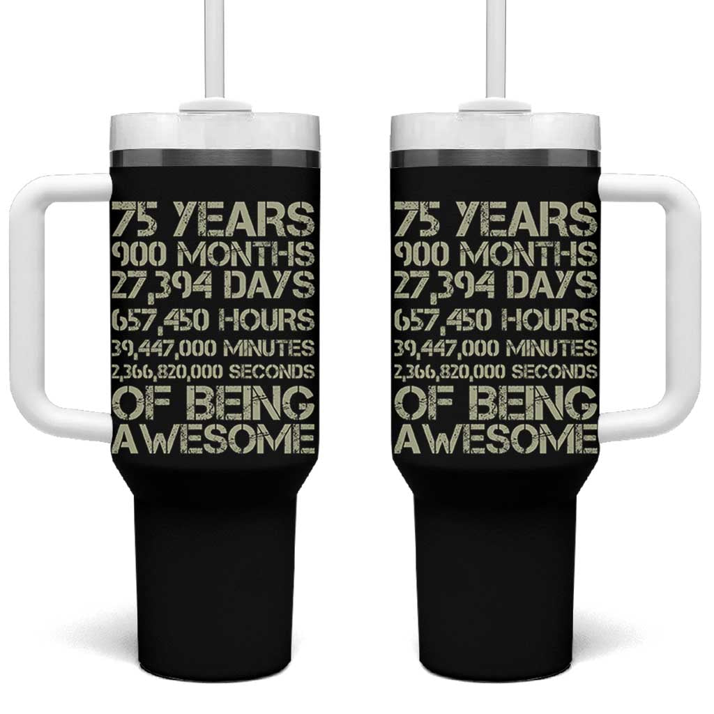 Vintage 75th Milestone Birthday Tumbler With Handle 75 Years Of Being Awesome