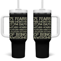 Vintage 75th Milestone Birthday Tumbler With Handle 75 Years Of Being Awesome