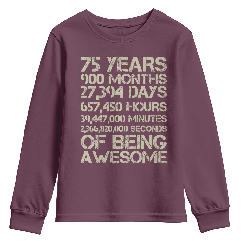 Vintage 75th Milestone Birthday Youth Sweatshirt 75 Years Of Being Awesome