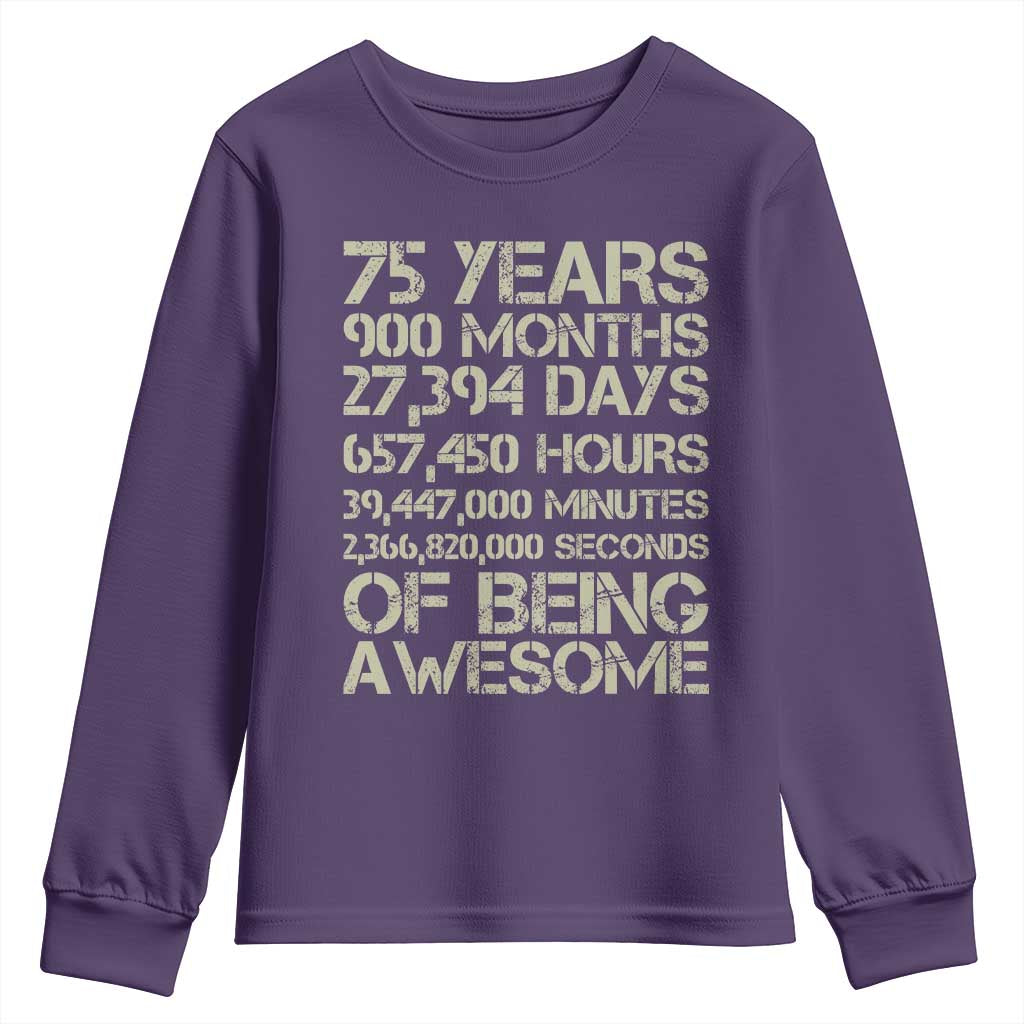 Vintage 75th Milestone Birthday Youth Sweatshirt 75 Years Of Being Awesome