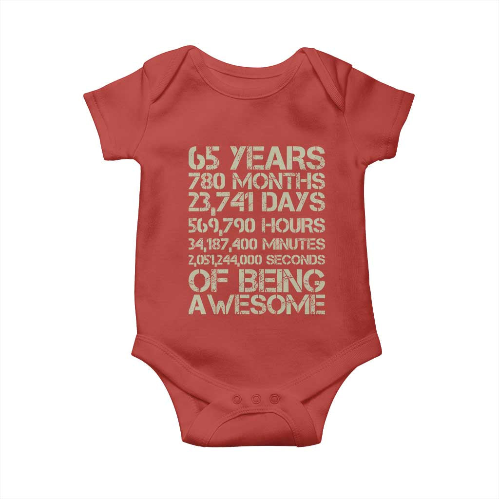 65th Milestone Birthday Gift Baby Onesie 65 Years Of Being Awesome