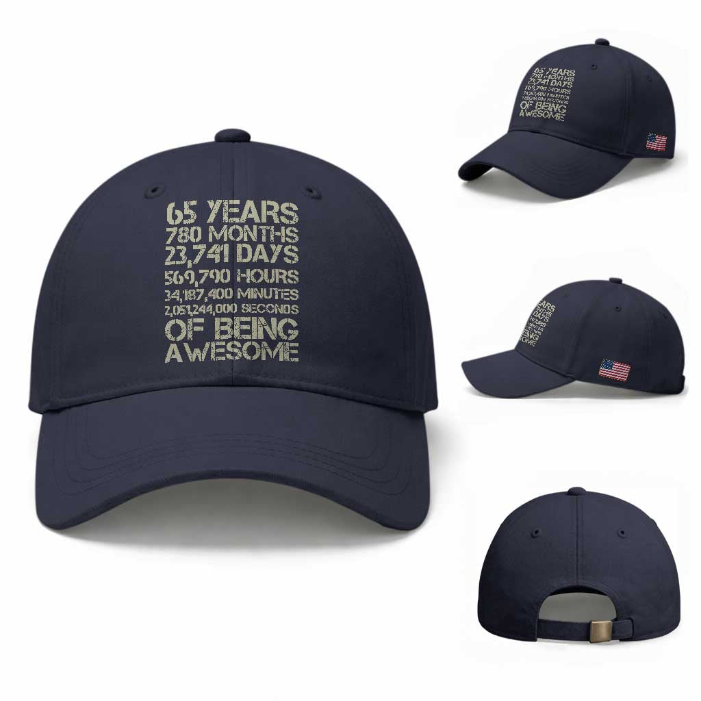 65th Milestone Birthday Gift Baseball Cap 65 Years Of Being Awesome