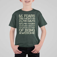 65th Milestone Birthday Gift T Shirt For Kid 65 Years Of Being Awesome