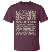 65th Milestone Birthday Gift T Shirt 65 Years Of Being Awesome