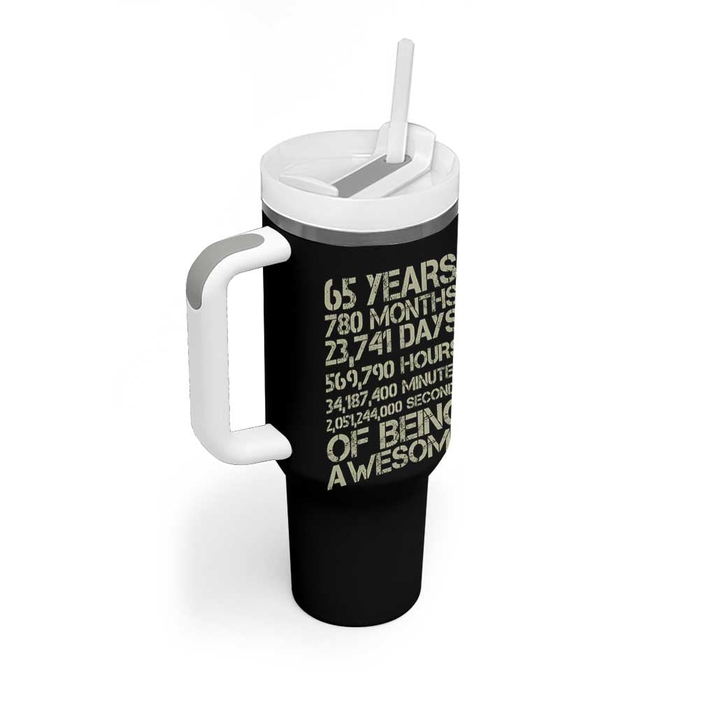 65th Milestone Birthday Gift Tumbler With Handle 65 Years Of Being Awesome