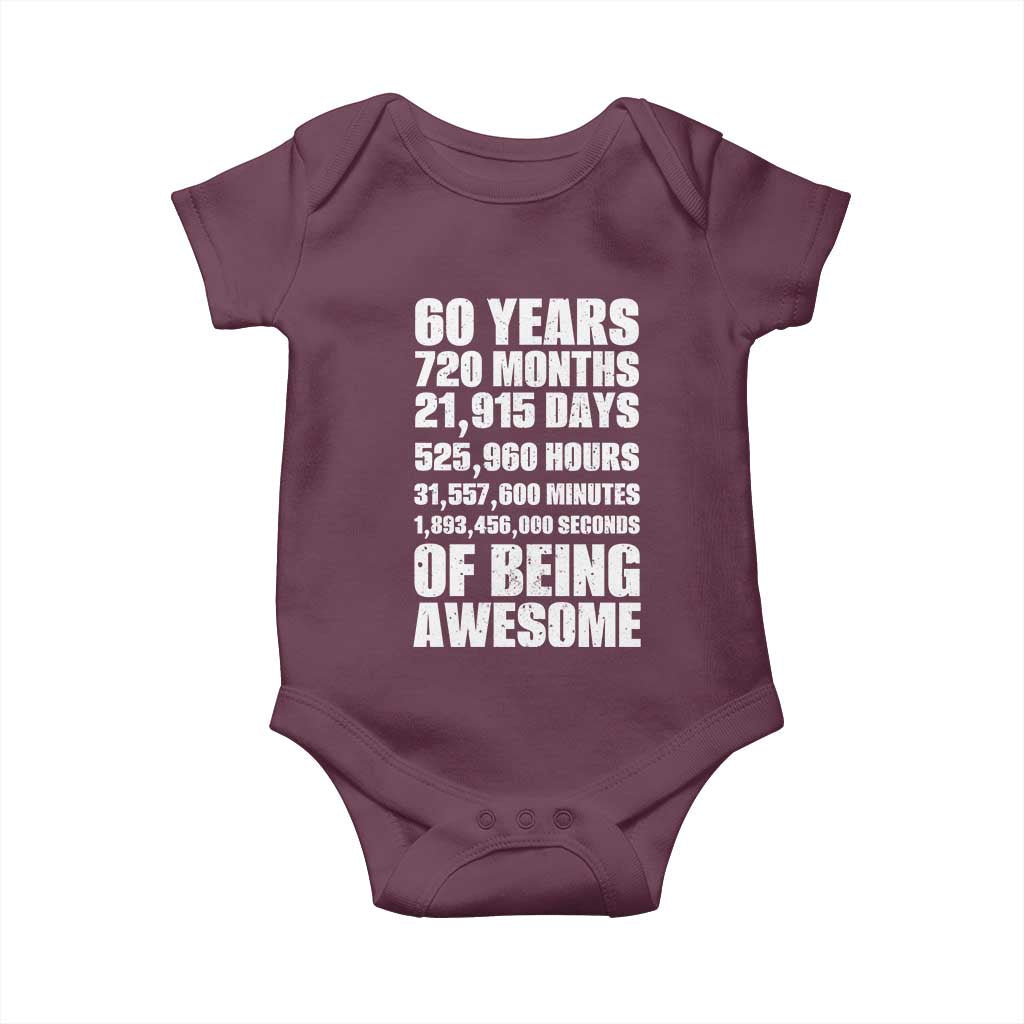 Cheers To 60 Years Birthday Baby Onesie Sixty Years Of Awesome