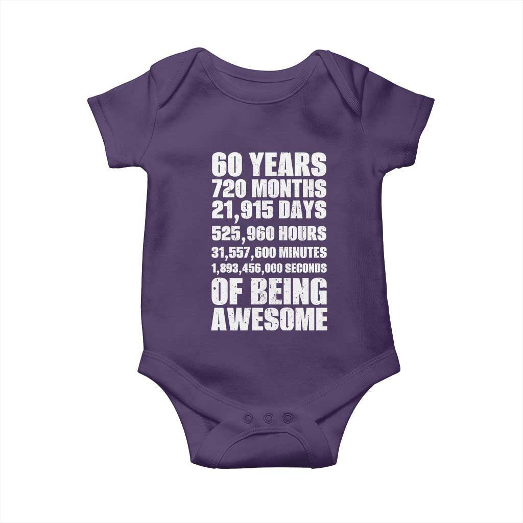 Cheers To 60 Years Birthday Baby Onesie Sixty Years Of Awesome