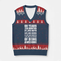 Cheers To 60 Years Birthday V-Neck Knit Sweater Vest Sixty Years Of Awesome
