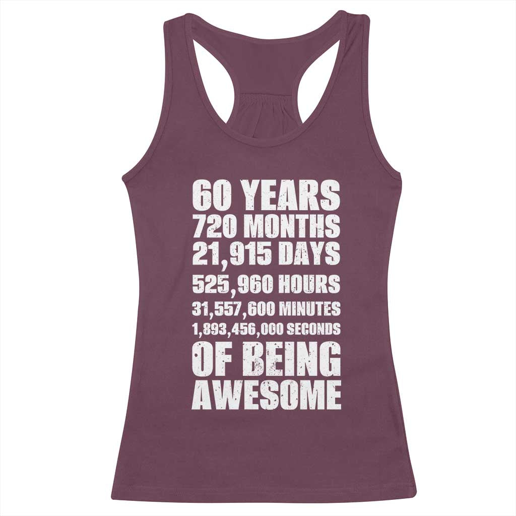 Cheers To 60 Years Birthday Racerback Tank Top Sixty Years Of Awesome