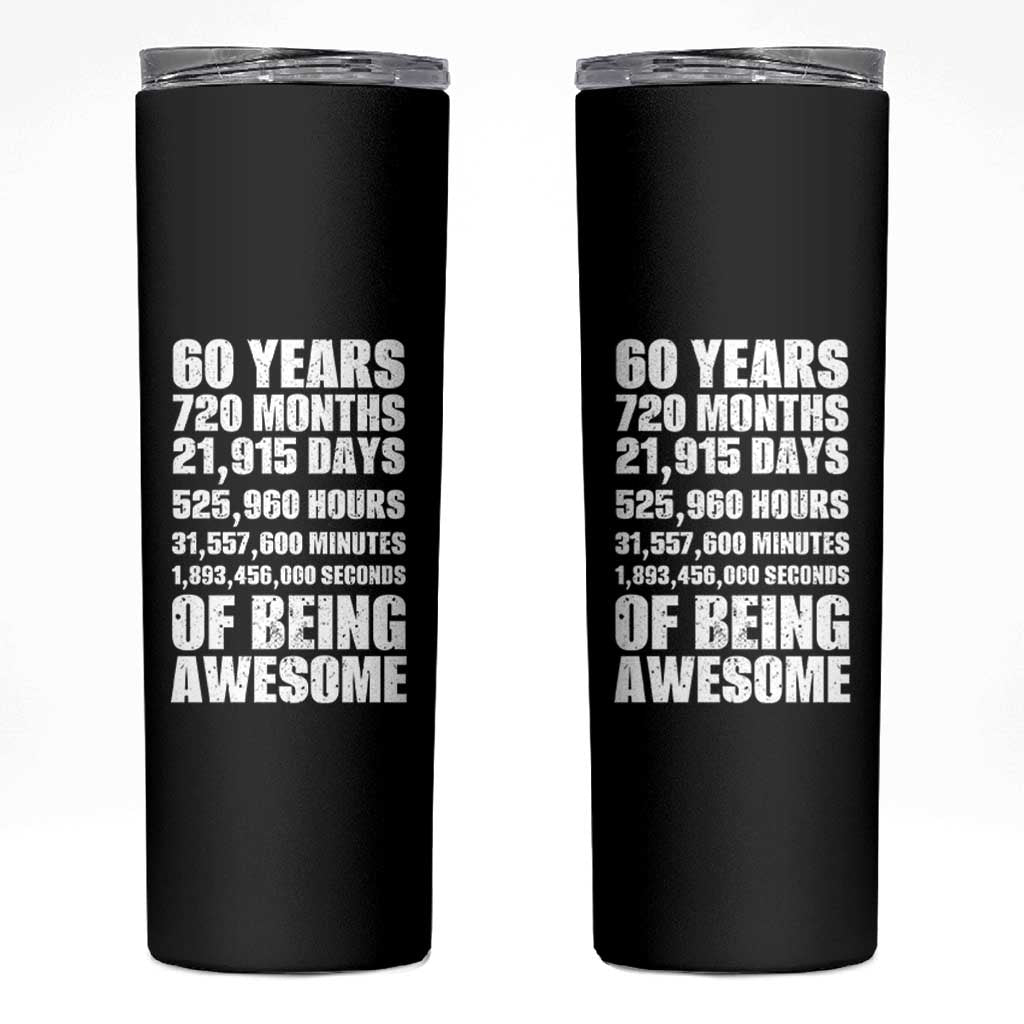 Cheers To 60 Years Birthday Skinny Tumbler Sixty Years Of Awesome