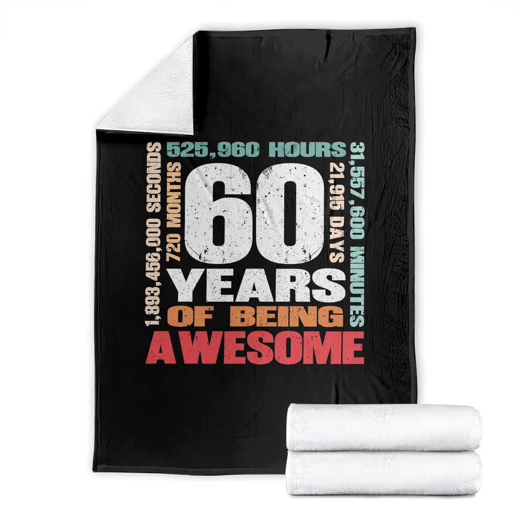 Retro 60 Years Of Being Awesome Throw Blanket 60th Birthday Gift Idea
