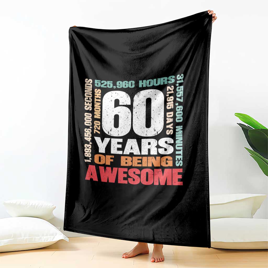 Retro 60 Years Of Being Awesome Throw Blanket 60th Birthday Gift Idea
