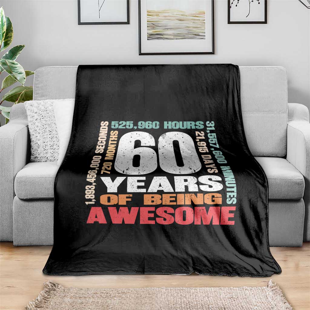 Retro 60 Years Of Being Awesome Throw Blanket 60th Birthday Gift Idea