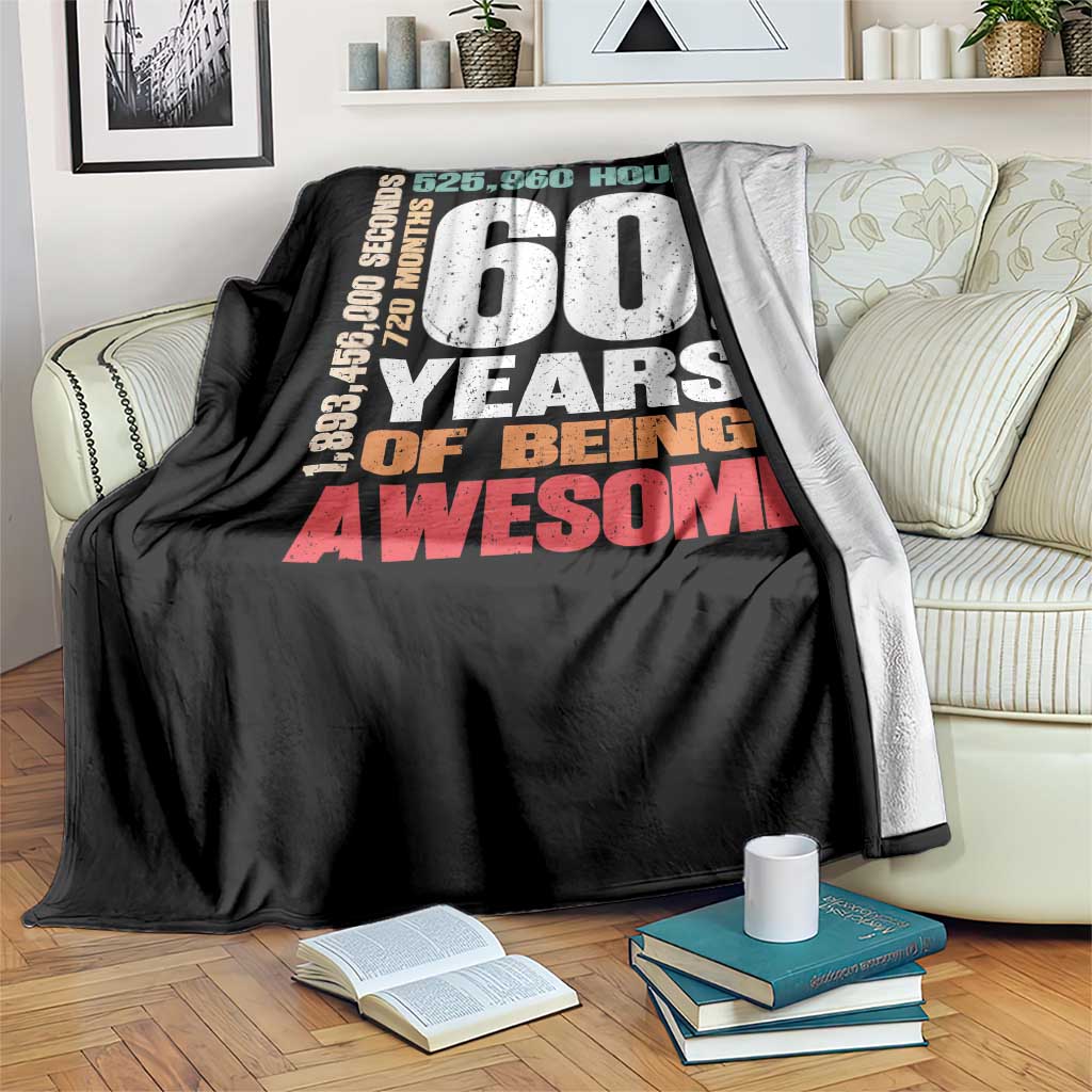 Retro 60 Years Of Being Awesome Throw Blanket 60th Birthday Gift Idea