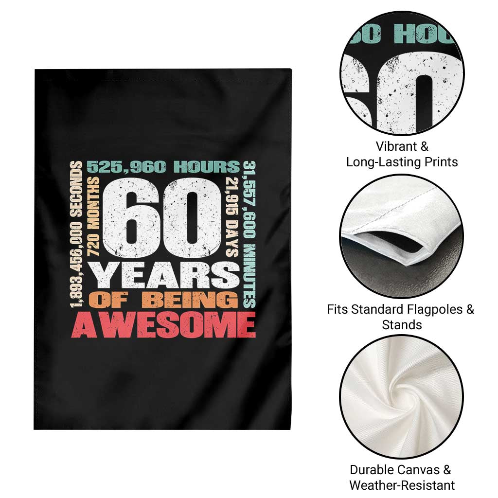 Retro 60 Years Of Being Awesome Garden Flag 60th Birthday Gift Idea