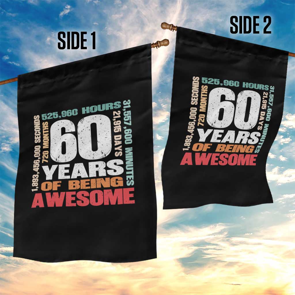 Retro 60 Years Of Being Awesome Garden Flag 60th Birthday Gift Idea