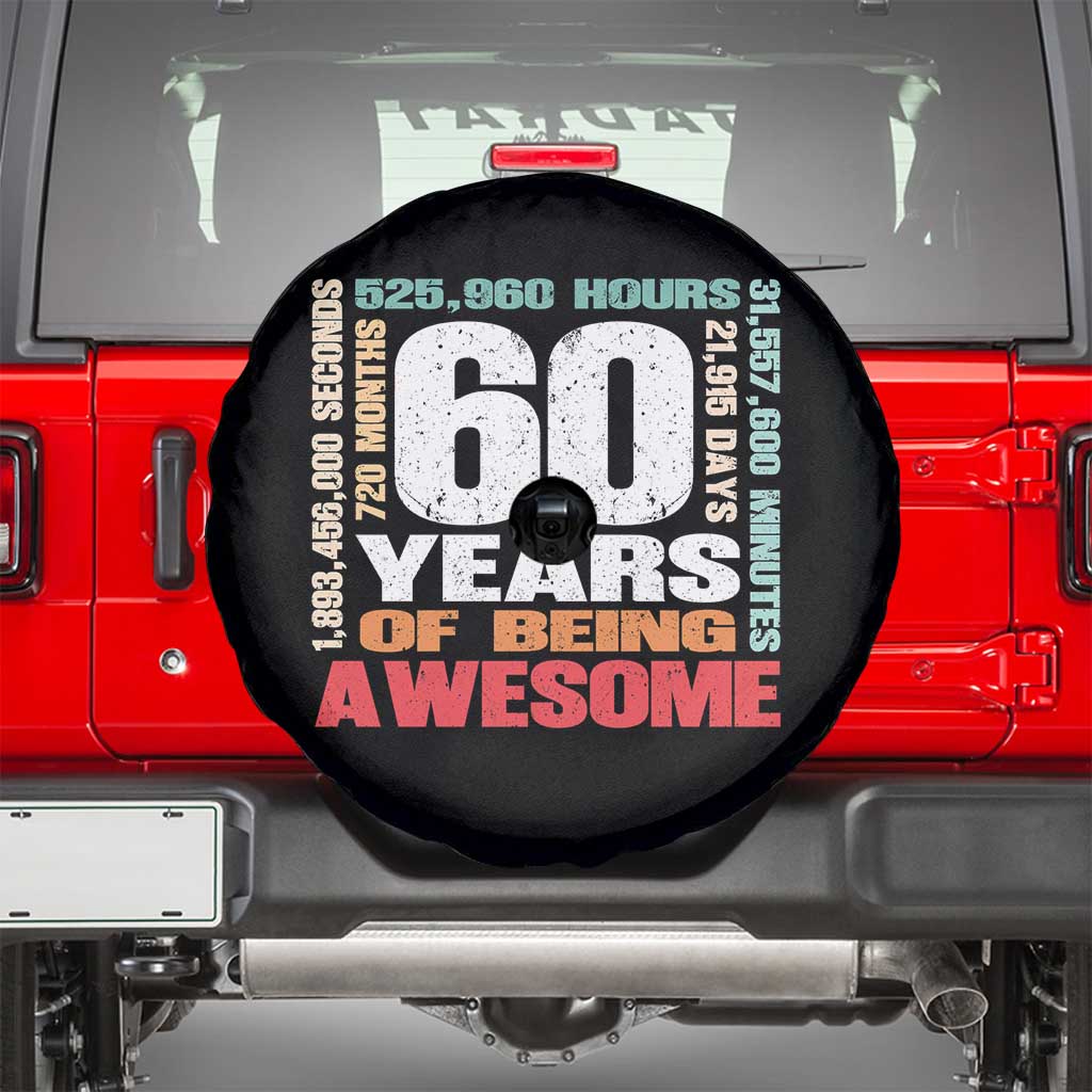 Retro 60 Years Of Being Awesome Spare Tire Cover 60th Birthday Gift Idea