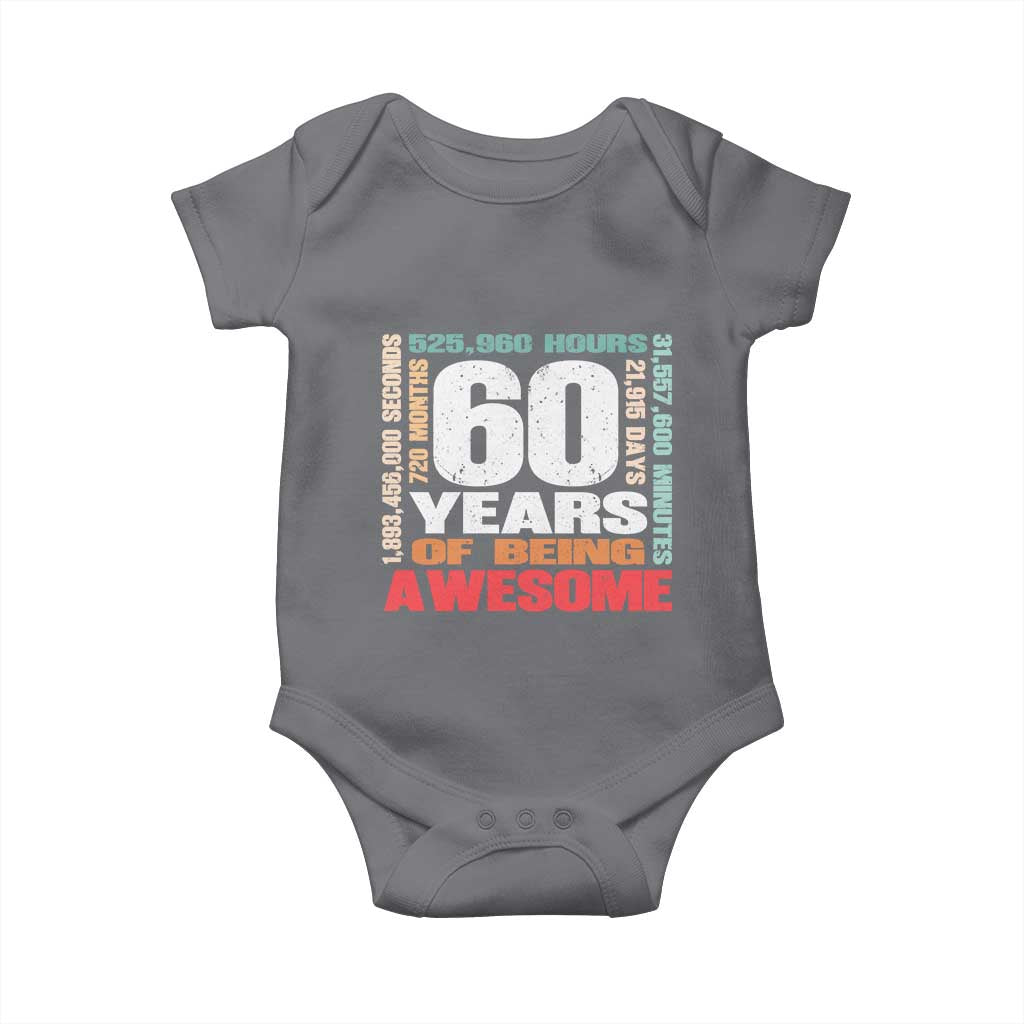 Retro 60 Years Of Being Awesome Baby Onesie 60th Birthday Gift Idea