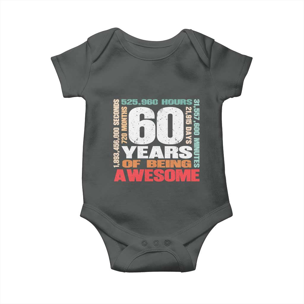 Retro 60 Years Of Being Awesome Baby Onesie 60th Birthday Gift Idea