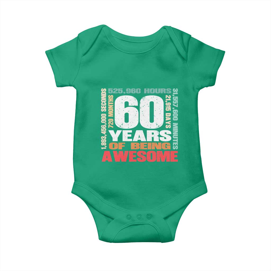 Retro 60 Years Of Being Awesome Baby Onesie 60th Birthday Gift Idea