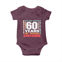 Retro 60 Years Of Being Awesome Baby Onesie 60th Birthday Gift Idea