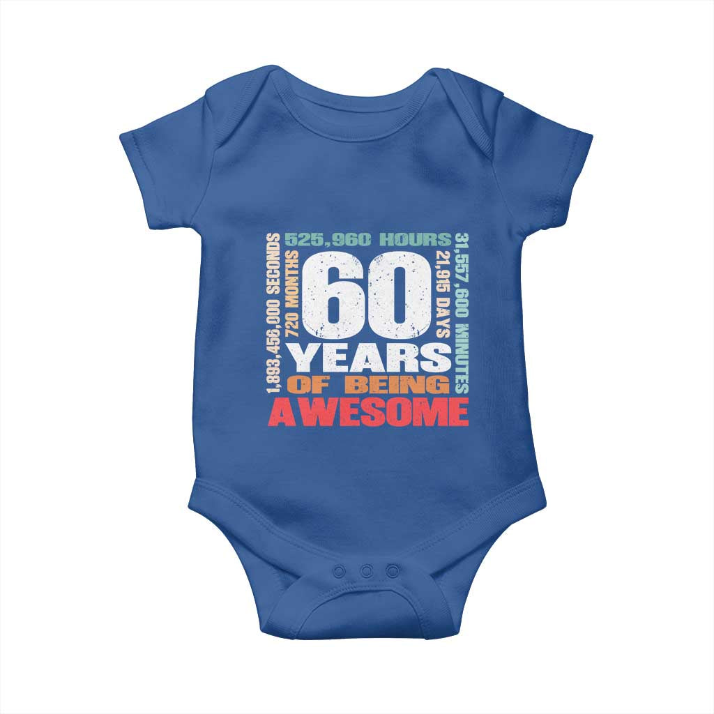 Retro 60 Years Of Being Awesome Baby Onesie 60th Birthday Gift Idea