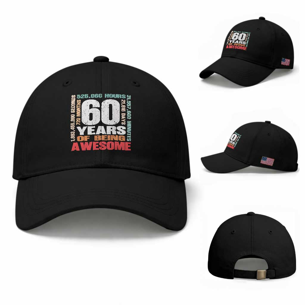 Retro 60 Years Of Being Awesome Baseball Cap 60th Birthday Gift Idea