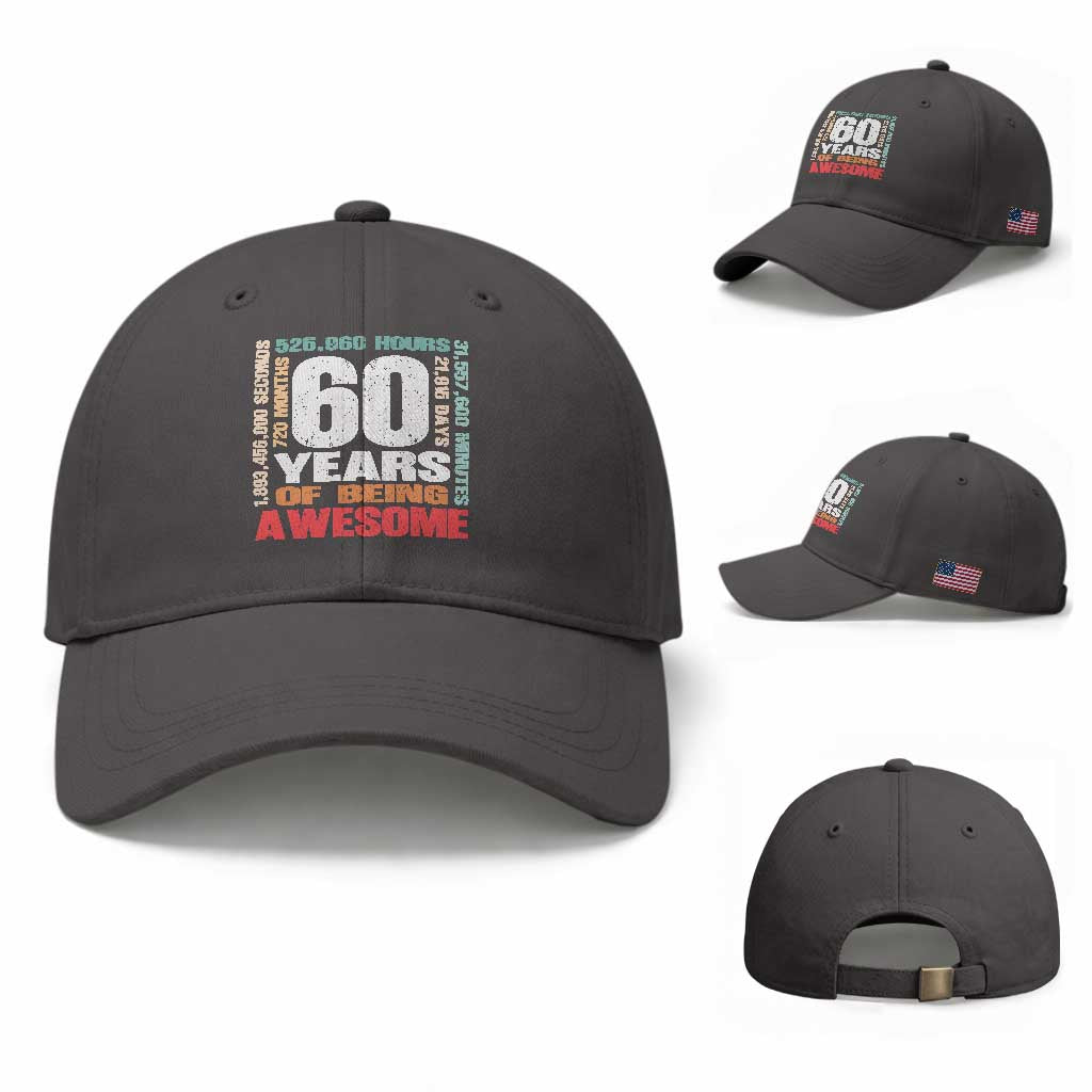 Retro 60 Years Of Being Awesome Baseball Cap 60th Birthday Gift Idea