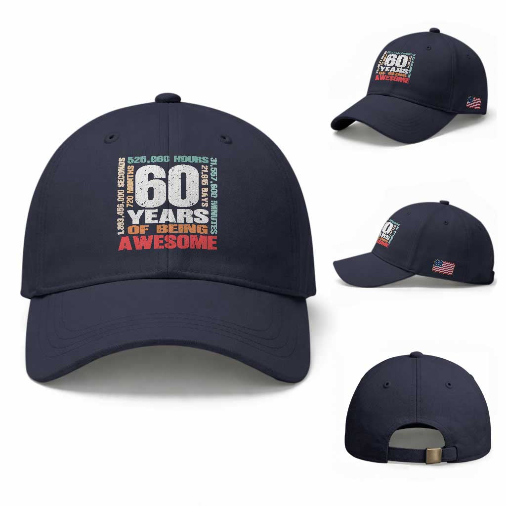 Retro 60 Years Of Being Awesome Baseball Cap 60th Birthday Gift Idea