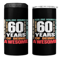 Retro 60 Years Of Being Awesome 4 in 1 Can Cooler Tumbler 60th Birthday Gift Idea