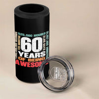 Retro 60 Years Of Being Awesome 4 in 1 Can Cooler Tumbler 60th Birthday Gift Idea