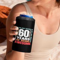 Retro 60 Years Of Being Awesome 4 in 1 Can Cooler Tumbler 60th Birthday Gift Idea